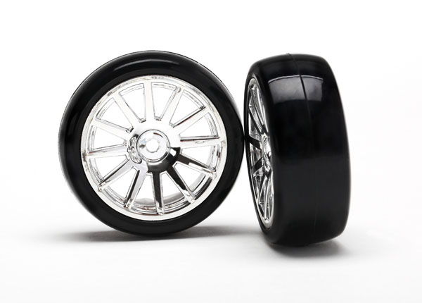 LaTrax 12-Sp Chrm Wheels, Slick Tires