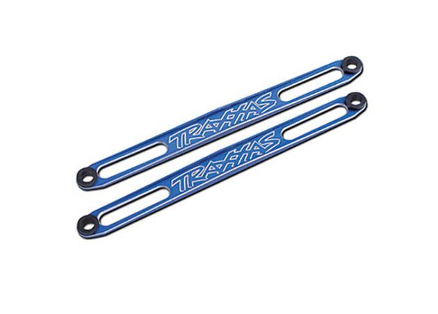 Traxxas Hold downs, battery blue-anodized 2  adhesive foam batte