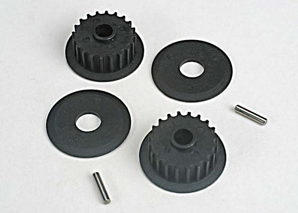 Traxxas Pulleys, 20-groove middle 2 flanges 2  axle pins 2