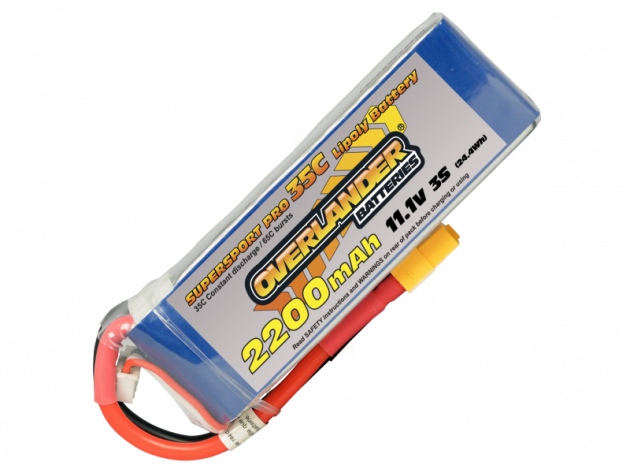 2200mAh 3S 11.1v 35C LiPo Battery with XT60 Connector - Overlander Supersport Pro