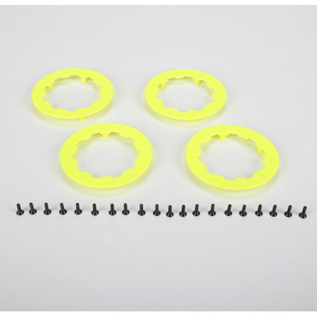 Losi XX-SCT 10-SCTE 4 Fluorescent Yellow Beadlock Ring Wheels LOSB7024with Screws