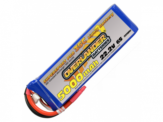 5000mAh 6S 22.2v 35C LiPo Battery - Overlander Supersport Pro