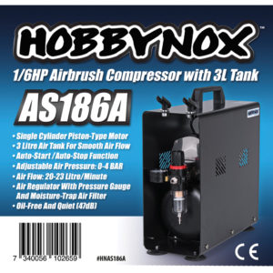AIRBRUSH COMPRESSOR 1/6HP - 3L (0-4BAR)