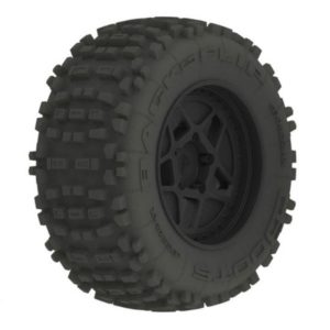Arrma DBoots Back Flip MT 6S Tire Set Glued on 17mm Hex Black Wheels - 1 Pair