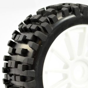 FASTRAX 1/8TH PREMOUNTED BUGGY TYRES 'ROCK-BLOCK/12 SPOKE'