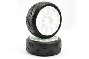 FASTRAX 1/8TH PREMOUNTED SLICK TYRES 'HAWK/SPLIT SPOKE'