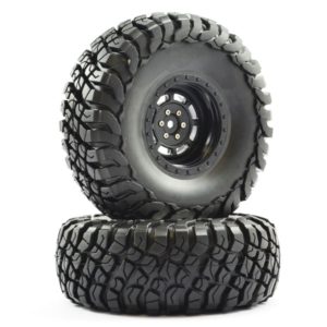 FTX MAULER 2.2" ALL TERRAIN TYRES PRE-GLUED ON BLACK WHEELS (2)