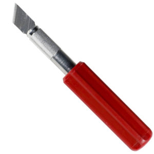 K5 Knife, Heavy Duty Red Plastic Handle with Safety Cap (Carded)