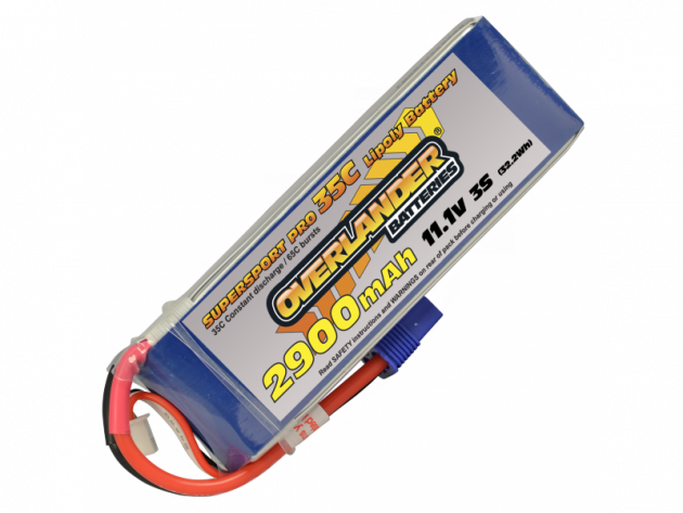 Overlander 2900mAh 3S 11.1v 35C Supersport - EC3 LiPo Battery
