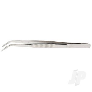 Excel 4.5in Curved Stainless Steel Tweezers (Carded)
