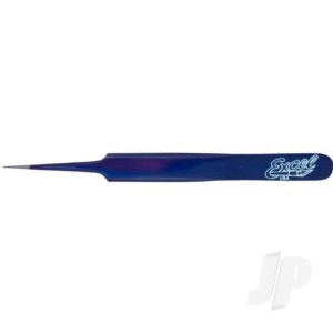 Excel Straight Point Fine Point Tweezers, Blue (Carded)