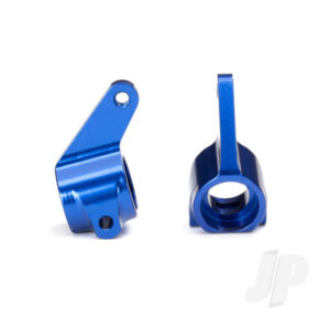 Traxxas Steering blocks, Rustler / Stampede / Bandit (2 pcs), 6061-T6 aluminium (Blue-anodized) / 5x11mm ball bearings (4 pcs)