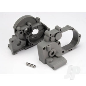 Traxxas Gearbox halves (left & right) (grey) with idler gear shaft