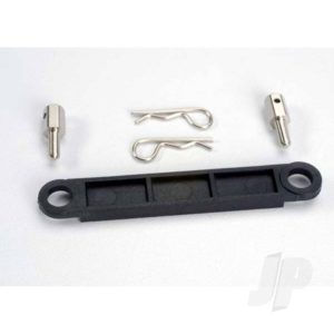 Traxxas Battery hold-down plate (black) / metal posts (2 pcs) / Body clips (2 pcs)