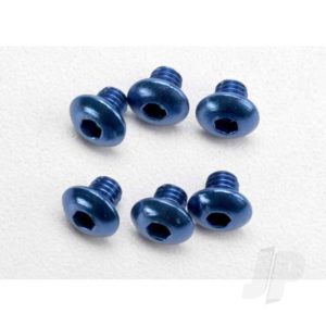 Traxxas Screws, 4x4mm button-head machine, aluminium (Blue) (hex drive) (6 pcs)
