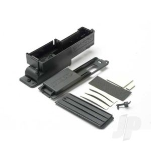 Traxxas Electronics box, right / box cover / charge jack plug (rubber) / foam padding and adhesive