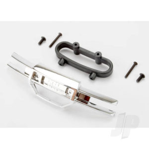 Traxxas Bumper, Front (chrome) / bumper mount, Front / 4x10mm BCS (2 pcs) / 3x25mm BCS (2 pcs)
