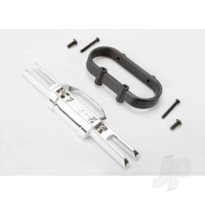Traxxas Bumper, Rear (chrome) / bumper mount, Rear / 4x10mm BCS (2 pcs) / 3x25mm BCS (2 pcs)