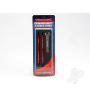 Traxxas Toe links, Revo (Tubes Red-anodized, 7075-T6 aluminium, stronger than titanium) (128mm, fits Front or Rear) (2 pcs) / rod ends, Rear (4 pcs) / rod ends, Front (4 pcs) / aluminium wrench (1pc)