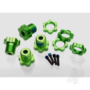 Traxxas Wheel Hubs, splined, 17mm (Green-anodized) (4 pcs) / wheel nuts, splined, 17mm (Blue-anodized) (4 pcs) / screw pins, 4x13mm ( with threadlock) (4 pcs)