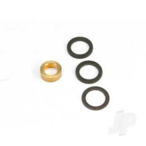 Traxxas Washer, 7x10x1.0 (2 pcs), 7x10x0.5 (1pc) black Steel (shims for flywheel spacing), washer, 5x8.2.8 brass (1pc) (shim for clutch bell spacing) for Revo Big Block Kit