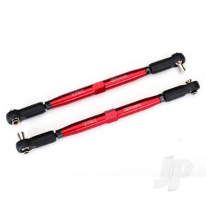 Traxxas Toe links, X-Maxx (Tubes Red-anodized, 7075-T6 aluminium, stronger than titanium) (157mm) (2 pcs) / rod ends, assembled with Steel hollow balls (4 pcs) / aluminium wrench, 10mm (1pc)