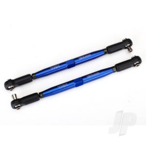 Traxxas Toe links, X-Maxx (Tubes Blue-anodized, 7075-T6 aluminium, stronger than titanium) (157mm) (2 pcs) / rod ends, assembled with Steel hollow balls (4 pcs) / aluminium wrench, 10mm (1pc)