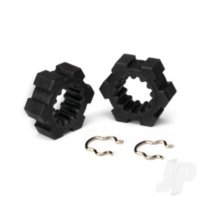 Traxxas Wheel Hubs, hex (2 pcs) / hex clips (2 pcs)