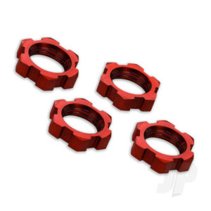 Traxxas Wheel nuts, splined, 17mm, serrated (Red-anodized) (4 pcs)