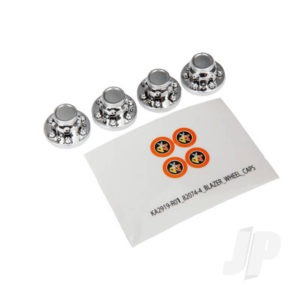 Traxxas Center caps, wheel (chrome) (4 pcs) / decal sheet (requires #8255A extended stub axle)