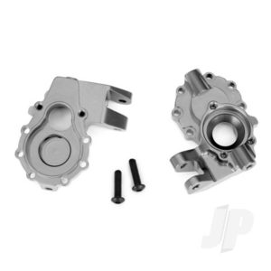 Traxxas Portal housings, inner (Front), 6061-T6 aluminium (charcoal grey-anodized) (2 pcs) / 3x12 BCS (2 pcs)