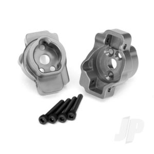 Traxxas Portal drive axle mount, Rear, 6061-T6 aluminium (charcoal grey-anodized) (left and right) / 2.5x16 CS (4 pcs)