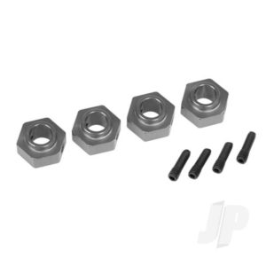 Traxxas Wheel Hubs, 12mm hex, 6061-T6 aluminium (charcoal grey-anodized) (4 pcs) / screw pin (4 pcs)