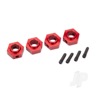 Traxxas Wheel Hubs, 12mm hex, 6061-T6 aluminium (Red-anodized) (4 pcs) / screw pin (4 pcs)