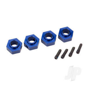 Traxxas Wheel Hubs, 12mm hex, 6061-T6 aluminium (Blue-anodized) (4 pcs) / screw pin (4 pcs)