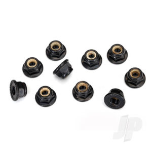 Traxxas Nuts, 4mm Flanged Nylon Locking, Serrated (Black) (10) TRX8347