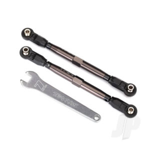 Traxxas Toe links, Front, Unlimited Desert Racer (Tubes dark titanium anodized, 7075-T6 aluminium, stronger than titanium) (102mm) (2 pcs) (assembled with rod ends and hollow balls) / aluminium wrench, 7mm (1pc)