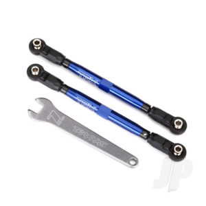 Traxxas Toe links, Front, Unlimited Desert Racer (Tubes Blue-anodized, 7075-T6 aluminium, stronger than titanium) (102mm) (2 pcs) (assembled with rod ends and hollow balls) / aluminium wrench, 7mm (1pc)