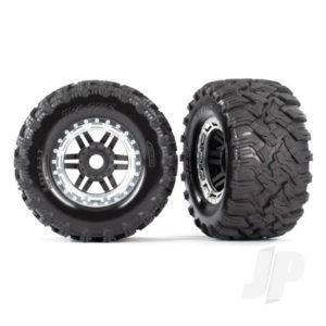 Traxxas Maxx Wheels and Tyres Assembled All Terrain Tyres 17mm Hex - Satin Black Chrome Beadlock TRX8972X