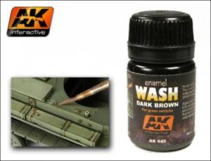 AK Interactive - 35ml Enamel Wash: Dark Brown for Green Vehicles