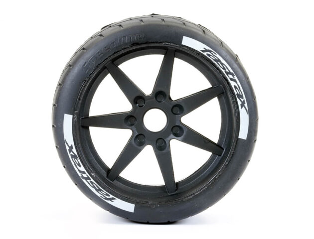 FASTRAX SUPAFORZA WIDE REAR 45° TYRES/BLACK 17MM HEX WHEELS