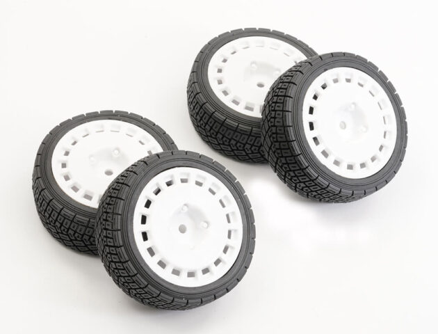FASTRAX 1/10TH RALLY ANGLE TYRE/WHEEL SET WHITE (4)