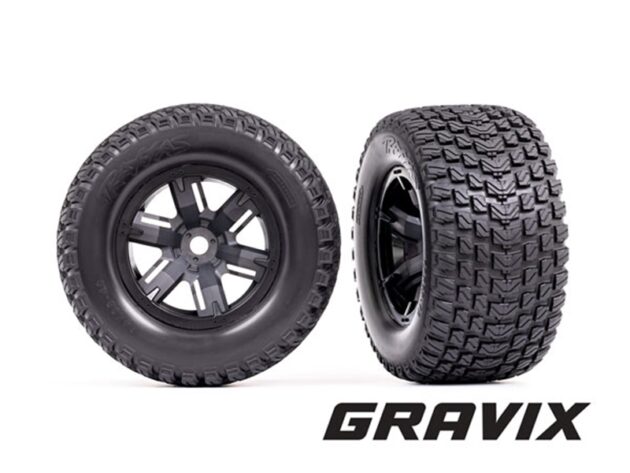 Traxxas Tyres and Wheels, Assembled, Glued (X-Maxx Black Wheels, Gravix Tyres) (2)