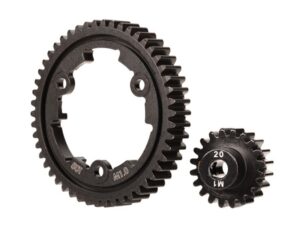 Traxxas Spur gear, 50-tooth (machined, hardened steel) (wide-face)/ gear, 20-T pinion (1.0 metric pitch) (fits 5mm shaft)/ set screw
