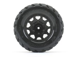 JetKo MT Extreme Tyre Rockform on TRX Rustler/Hoss Black Rims 12mm Hex (2)