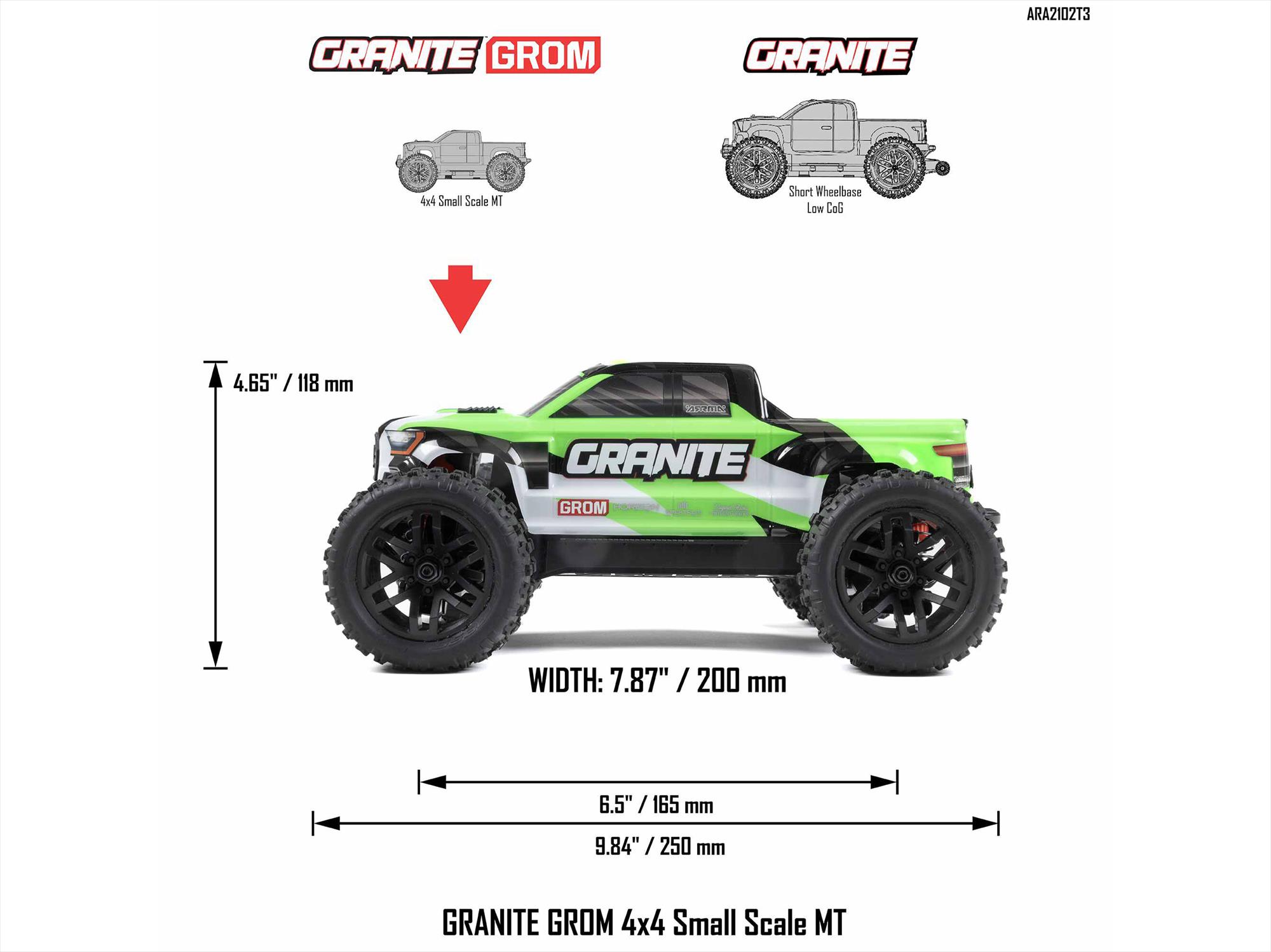 Arrma 1/18 GRANITE GROM MEGA 4X4 MT with Battery & Charger Green - Image 18