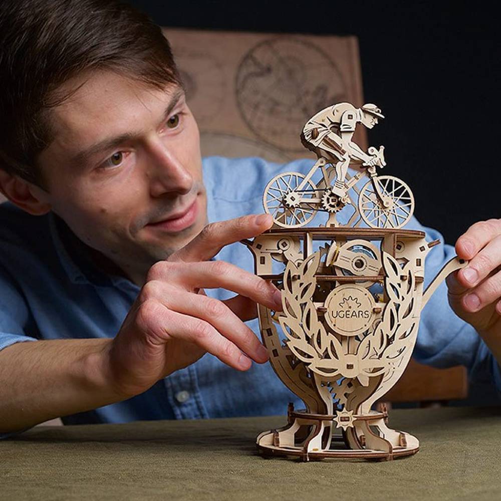 UGEARS Automaton Cyclist – wooden mechanical 3D puzzle UGR70148