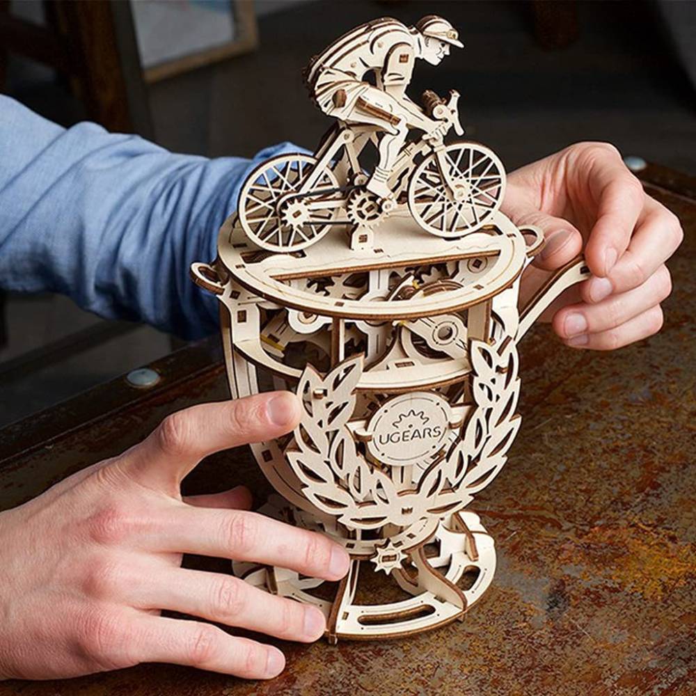 UGEARS Automaton Cyclist – wooden mechanical 3D puzzle UGR70148