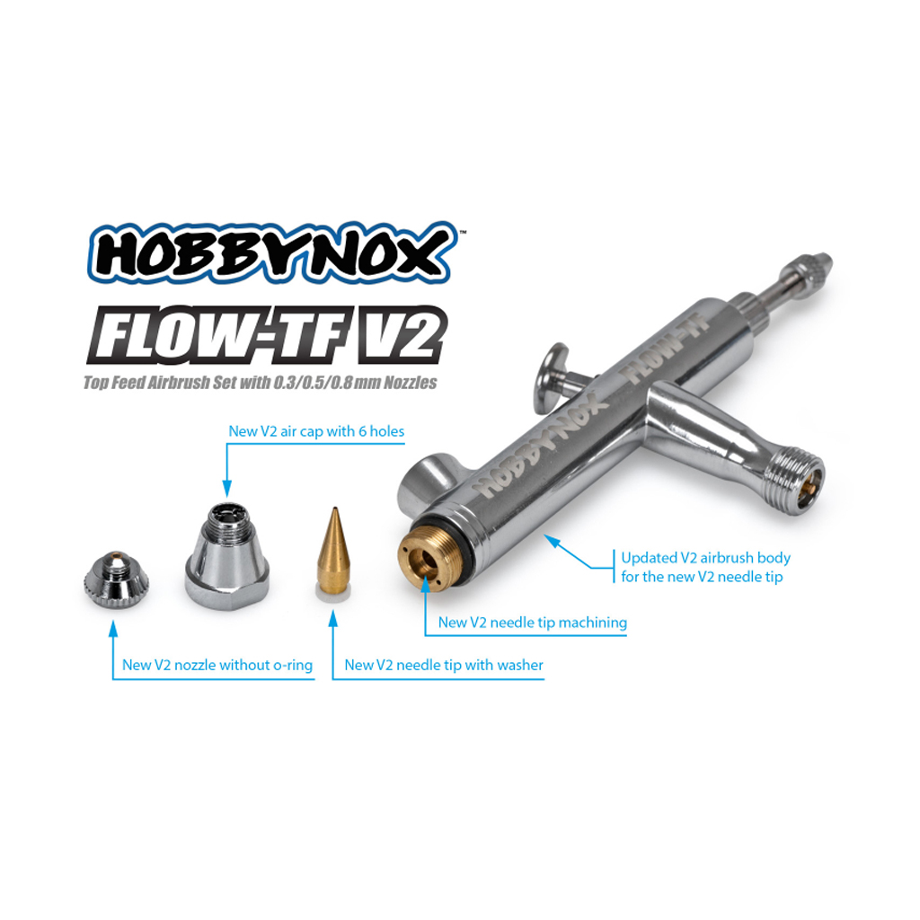 Hobbynox FLOW-TF V2 AIRBRUSH TOP FEED 0.3/0.5/0.8MM