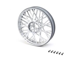 Losi Front Wheel Set, Satin Chrome: Promoto-MX